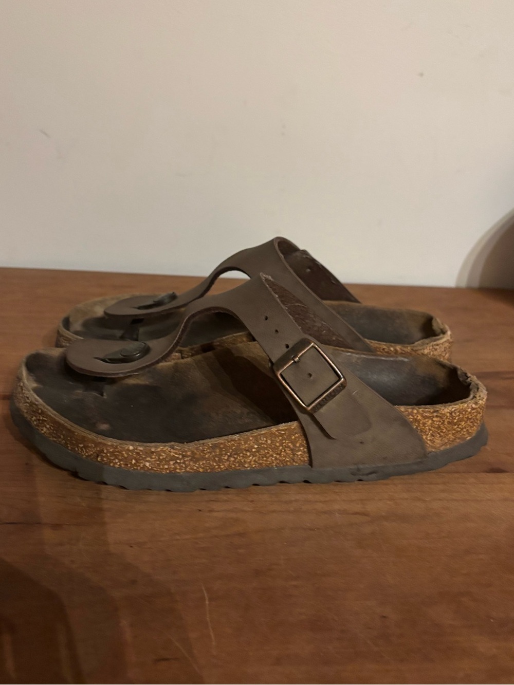Birkenstock Brown Leather Gizeh Sandals